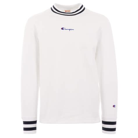 Champion Reverse Weave Striped Rib Sweatshirt White 213029ww001