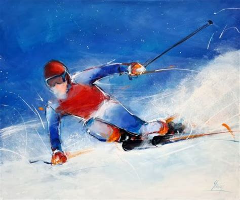 peinture sur toile représentant 5 sports des jeux olympiques d hiver