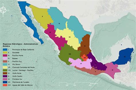 Mapa De Las Regiones Hidrológico Administrativas En México