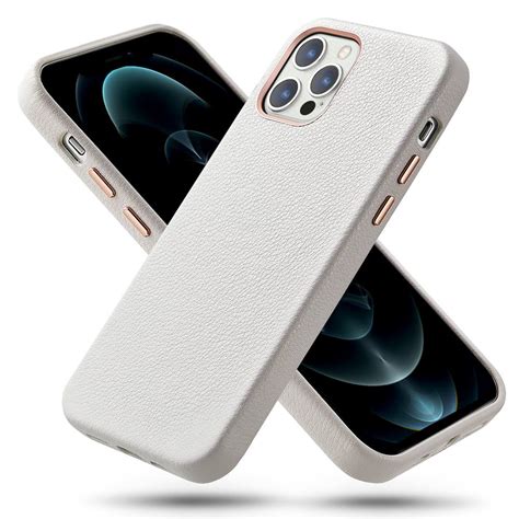 Apple Iphone 12 Pro Max Metro Premium Real Leather Case White