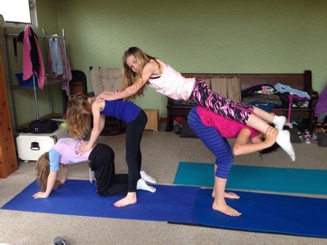 Acro Yoga Person Yoga Challenge Funny Yoga Poses Easy Yoga