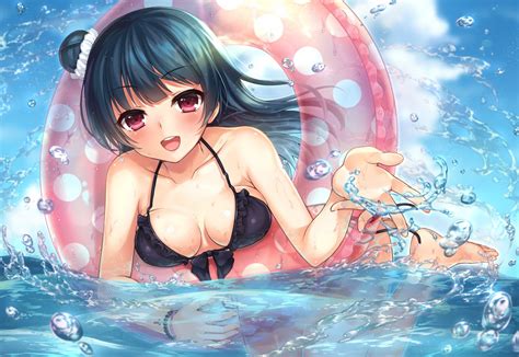 Wallpaper Illustration Anime Girls Water Cartoon Cleavage Red My XXX Hot Girl
