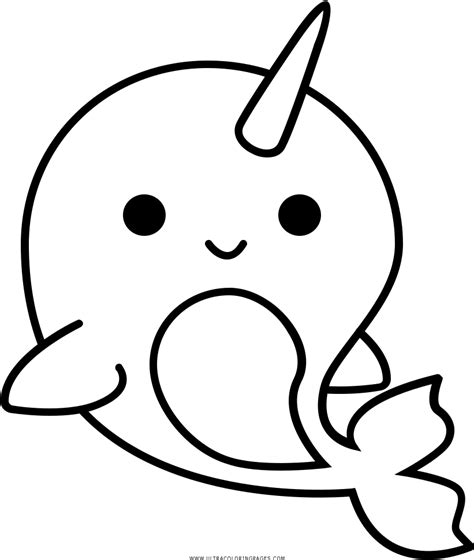 Kawaii Narwhal Coloring Pages