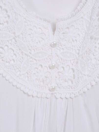 white lace collar embroidered loose blouse shein sheinside