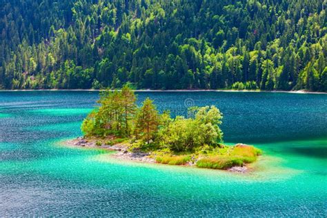 Eibsee Lake In Bavaria Germany Stock Image Image Of Alpine Island