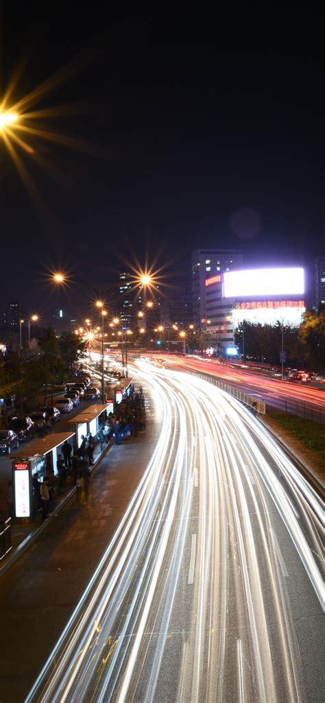 중국 도시 밤 도로 조명 자동차 1242x2688 Iphone 11 Proxs Max 배경 화면 그림 이미지
