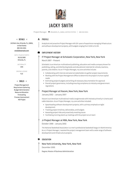 Project Management Resume Templates Examples Resume Example Gallery Rezfoods Resep Masakan