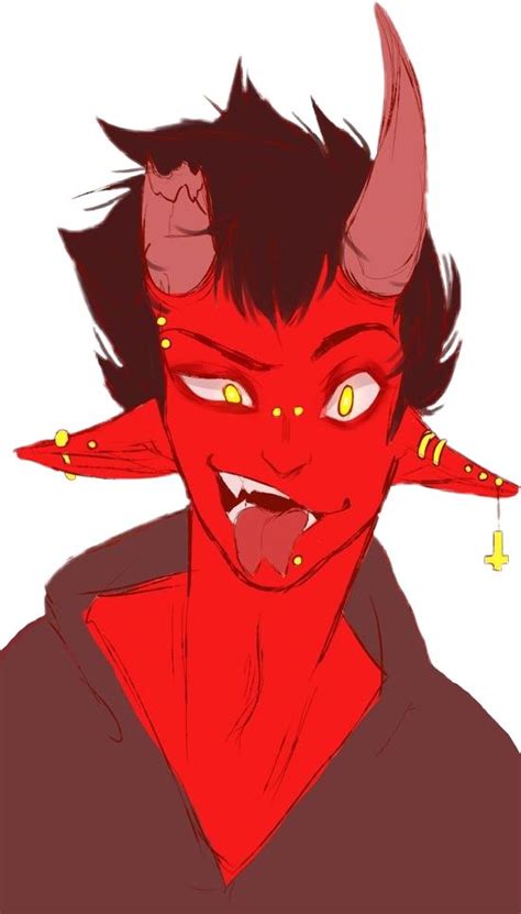 Anime Otaku Animeboy Demon Evil Satan Red Horns Brown Demon