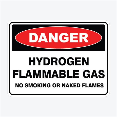 Hydrogen Flammable Gas No Smoking Or Naked Flames Safety Signage