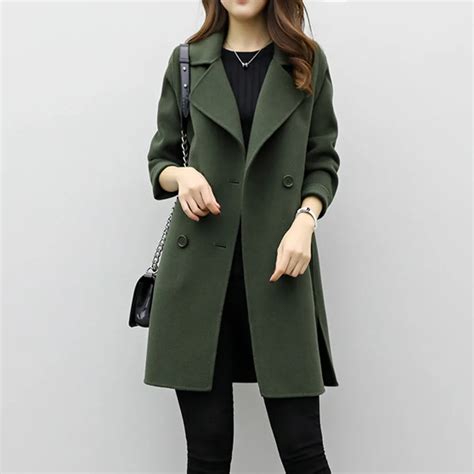 women winter jacket ladies fashion elegant warm wool coat cashmere as thick solid parka cardigan