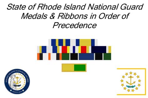 State Of Rhode Island National Guard Medals And Ribbons In Order Of