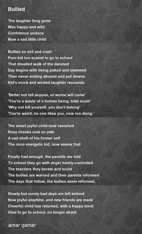 Bullied Bullied Poem By Amar Qamar