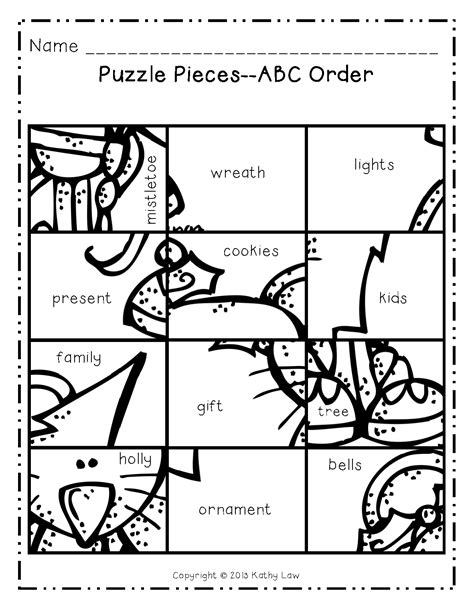 First Grade A La Carte December Picture Puzzles