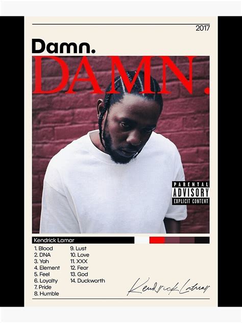 Kendrick Lamar Poster Damn Poster Kendrick Lamar Damn Tracklist Album Cover Poster Poster P