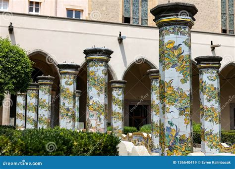cloister garden of the santa chiara monastery in naples italy stock image image of place