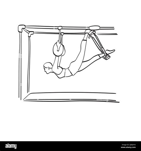 Line Art Woman Hanging On The Bar With Rope In Gym Illustration Vector Hand Drawn Isolated On