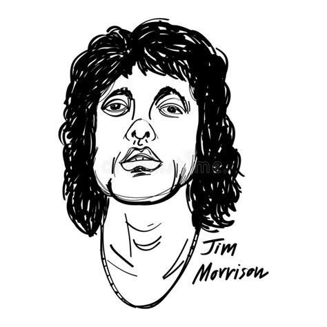 Jim Morrison Cartoon Illustration Black And White Editorial Stock Image