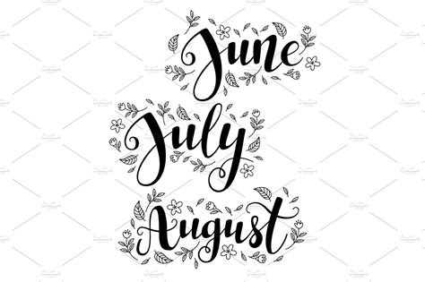 Cute Brush Calligraphy Of Summer Months Of The Year