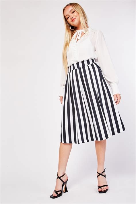 Vertical Striped Midi Skirt Just 7