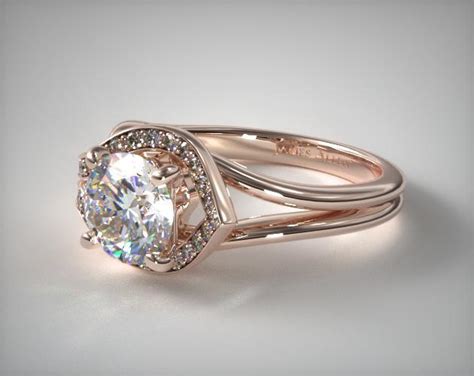 Asymmetrical Diamond Love Knot Engagement Ring 14k Rose Gold 17024r14
