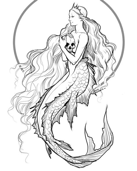 Pin By Animeshewolf On Fantasy Coloring Book Mermaid Drawings Mermaid Sketch Mermaid Tattoos