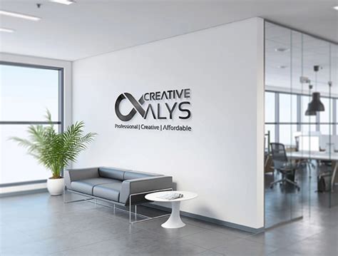 Office Wall Corporate Logo Mockup Creative Alys