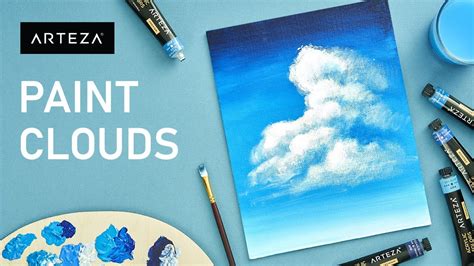 How To Paint Clouds With Acrylics For Beginners Sky Painting Easy 🎨