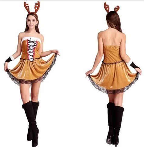 Sexy Cute Deer Lady Cosplay Costume Dress Set Christmas Night Club Party Wearcosplay Costume