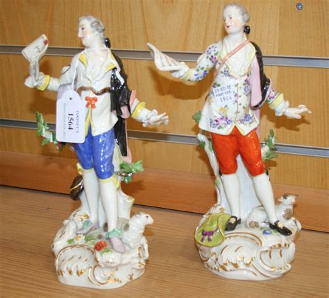Two Meissen Porcelain Figures 20th Century Each Modelled As A Well