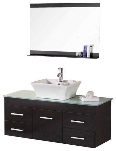 Majorly save space by eliminating a vanity or cabinet. Design Element Madrid Espresso Wall-Mount Single Vessel ...