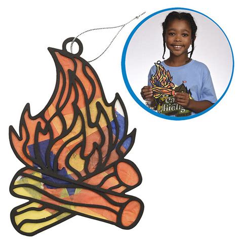 Stained Glass Campfire Craft Pack Of 12 Camp Firelight Vbs 2024 By
