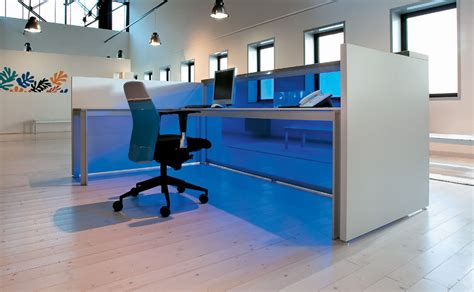 Corner Reception Desk Eos Alea Modular Laminate Aluminum