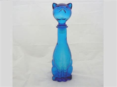 Mid Century Vintage Italian Empoli Glass Cat Decanter Clear