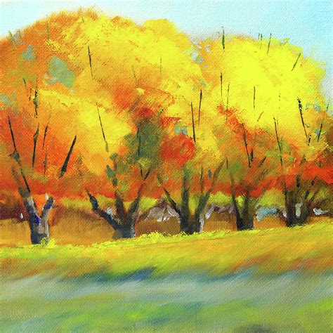 Autumn Tree Line Painting By Nancy Merkle