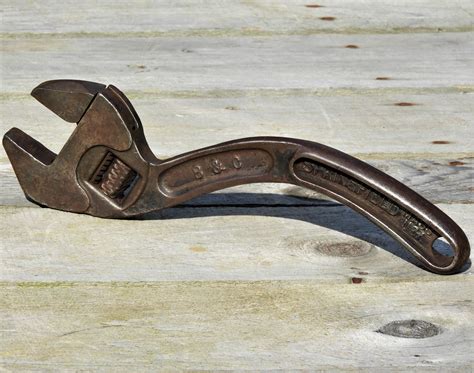 Antique Crescent Wrench Rare Curved 12 In 48 Adjustable Tool Etsy