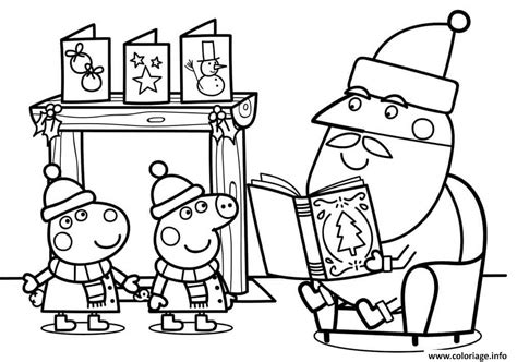 Coloriage le pere noel peppa pig raconte une histoire de noel