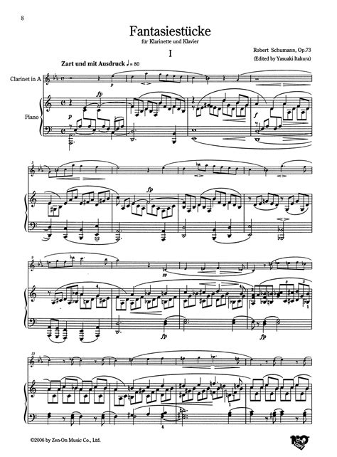 Schumann Robert Fantasiestücke Op 73 For Clarinet And Piano Zen On Camco Music Llc