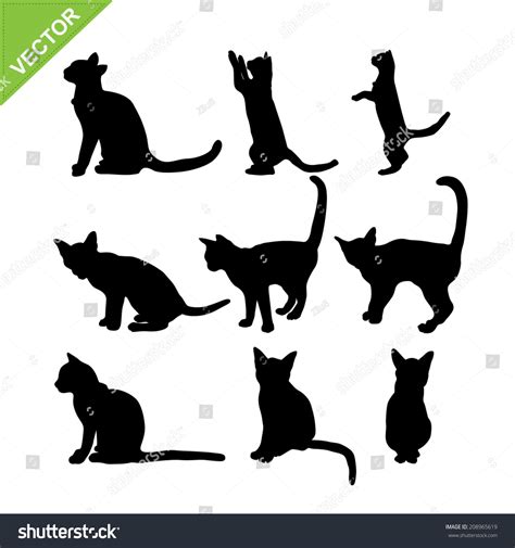 cat silhouettes vector stock vector royalty free 208965619