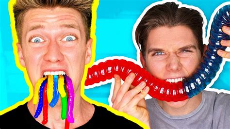 Gummy Food Vs Real Food Challenge Eating Giant Gummy Worms Gross Real Worm Food Candy Youtube