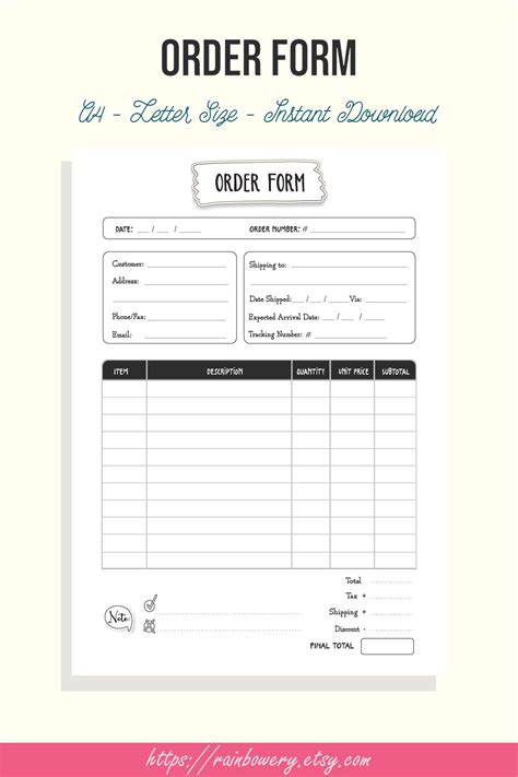 Including media type, size, and shipping method by using this print order form template. Order Form Template Printable Small Business Order Form ...