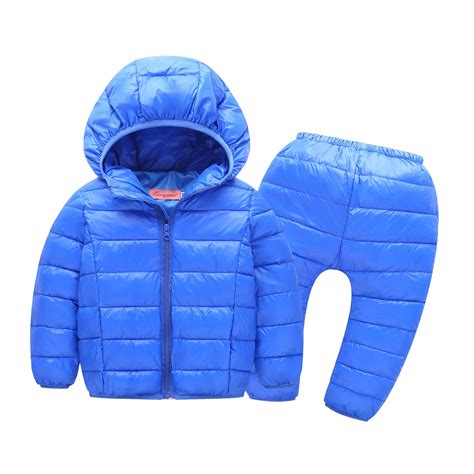 New Girls Cotton Padded Coat Suit Children Warm Winter Set Sport Baby