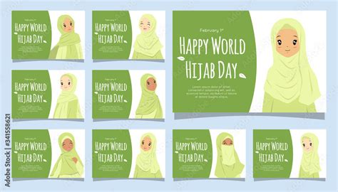 Happy World Hijab Day February 1st International Day Celebration Design For Web Banner Or