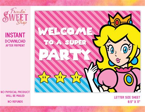 Princess Peach Welcome Sign Pdf File Etsy Canada