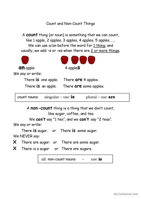 Count And Non Count English Esl Worksheets Pdf And Doc
