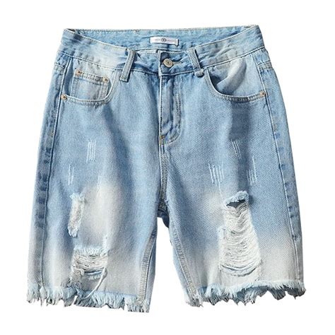Moruancle Men Fashion Ripped Short Jeans Distressed Denim Shorts For
