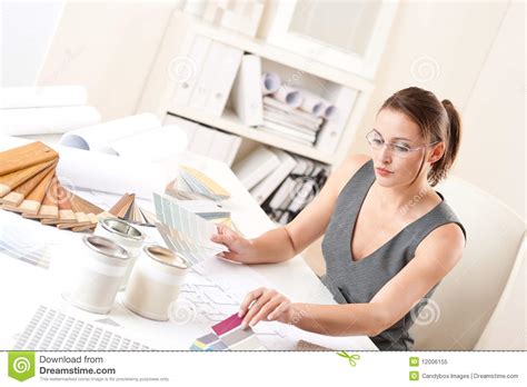 Female Interior Designer Working With Color Swatch Royalty Free Stock