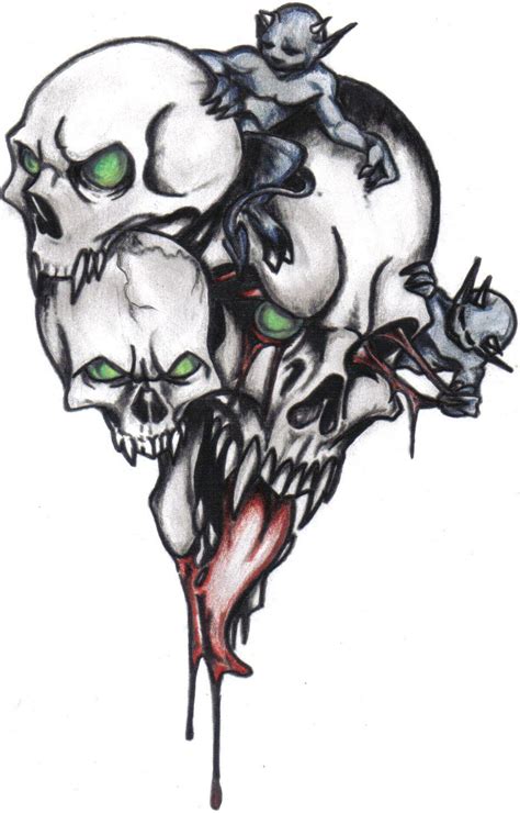 Threeskulltattoo By Leviticu2000 On Deviantart Skull Tattoo Design