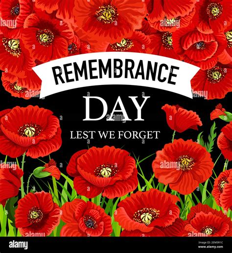 Remembrance Day November 11 Poppies Lest We Forget Greeting Card With