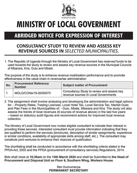 Notice From Ministry Of Local Government New Vision Official