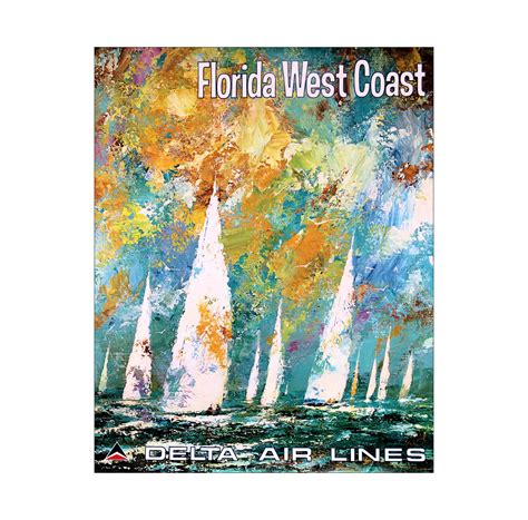 Florida West Coast Airline Travel Vintage Poster Print Retro Art